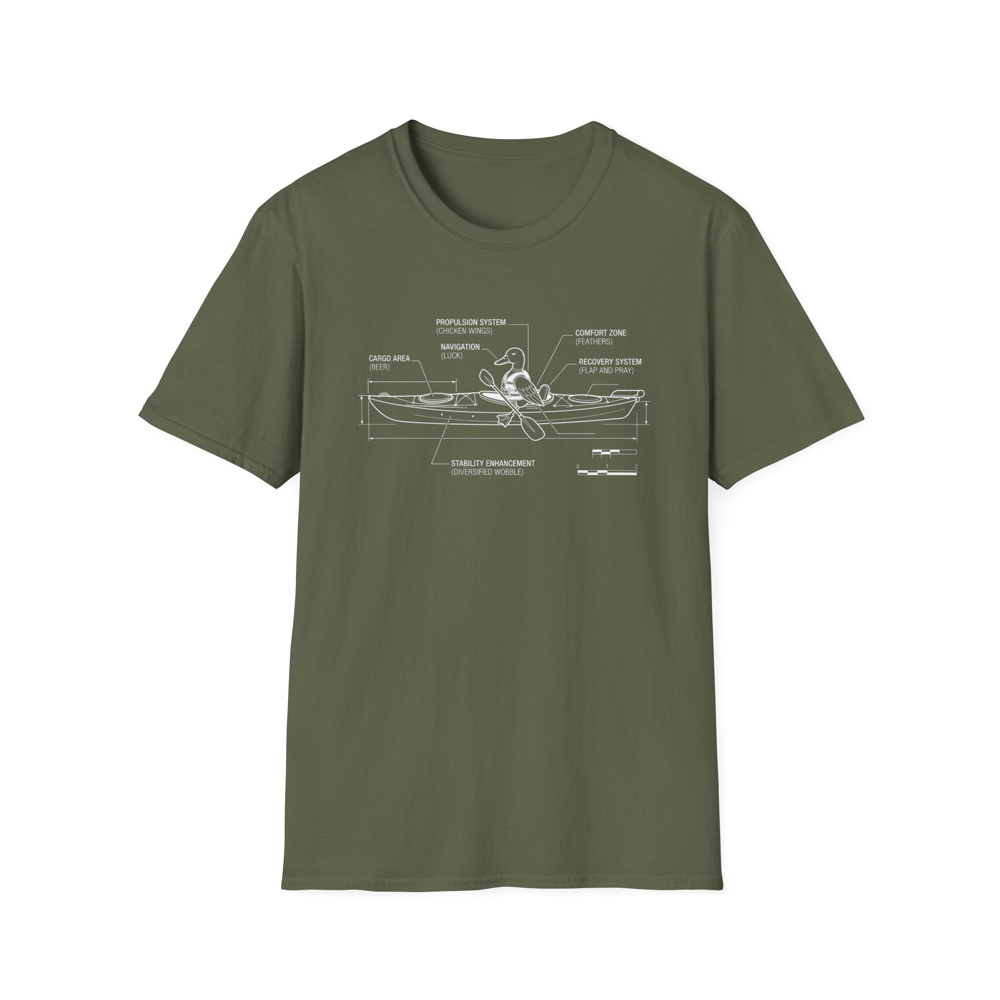 Duck Kayak Schematic Graphic T-Shirt
